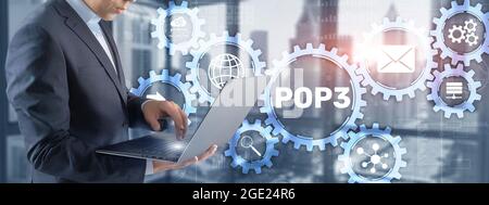 Protocole POP3. Technologie informatique concept Internet. Banque D'Images