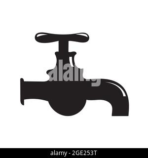 Icône de vecteur de robinet d'eau isolée sur blanc. Icône de robinet vintage. Illustration de Vecteur