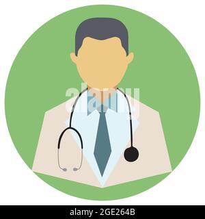 Icône du médecin, chirurgien médical ou professionnel avec l'icône du vecteur stéthoscope isolé. Illustration de Vecteur
