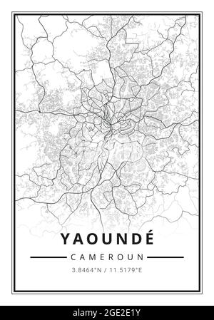 Plan de rue art de la ville de Yaoundé au Cameroun - Afrique Banque D'Images