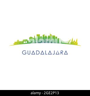 Guadalajara, silhouette d'horizon au Mexique. Ville de conception vectorielle sur fond blanc. Illustration de Vecteur