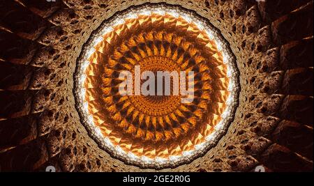 étoile polygonale marron à texture rugueuse, dessin abstrait de lignes brunes, arrière-plan abstrait. Banque D'Images
