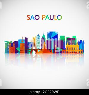 Silhouette d'horizon de Sao Paulo dans un style géométrique coloré. Symbole Brésil pour votre conception. Illustration vectorielle. Illustration de Vecteur