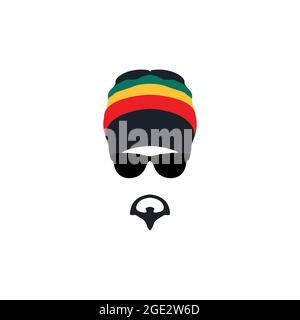 Homme portant l'icône de chapeau rastafarian dans un style plat. Illustartion vectorielle. Illustration de Vecteur