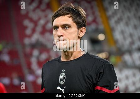 Ciprian Tatarusanu (Milan) portrait pendant l'échauffement pendant l'AC Milan vs Panathinaikos FC, match de football amical, - photo .LiveMedia/Ettore Griffoni Banque D'Images