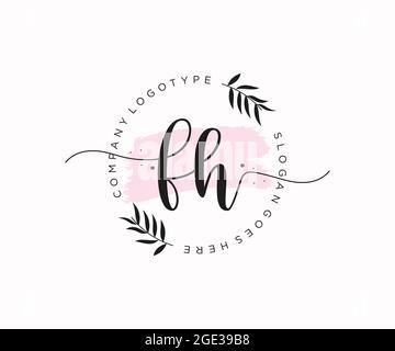 FH logo féminin beauté monogramme et élégant logo design, écriture logo de la signature initiale, mariage, mode, floral et botanique avec la création Illustration de Vecteur