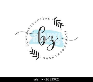 BZ logo féminin beauté monogramme et élégant logo design, écriture logo de la signature initiale, mariage, mode, floral et botanique avec la création Illustration de Vecteur