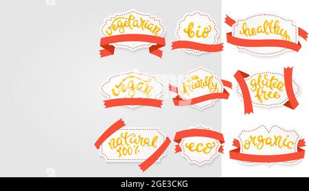 Jeu de caractères végétaliens. Icônes d'aliments sains. Illustration vectorielle. Illustration de Vecteur