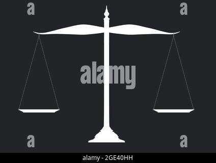 Composition de l'icône des échelles blanches sur fond noir Banque D'Images