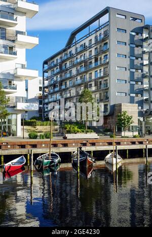 Zone de réaménagement portuaire à Odense, Danemark avec une architecture de logement moderne Banque D'Images