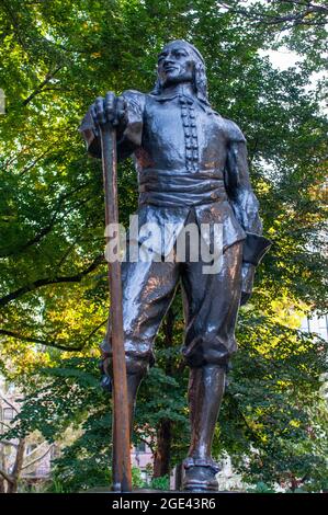 Statue en bronze de Peter Gerard Stuyvesant sur la place Stuyvesant à New York Banque D'Images