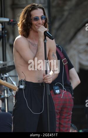 Le groupe Maneskin pendant le 'Aperol Happy togheter Live à Venise, Italie, 1 juillet 2019 Banque D'Images