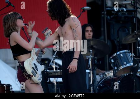 Le groupe Maneskin pendant le 'Aperol Happy togheter Live à Venise, Italie, 1 juillet 2019 Banque D'Images