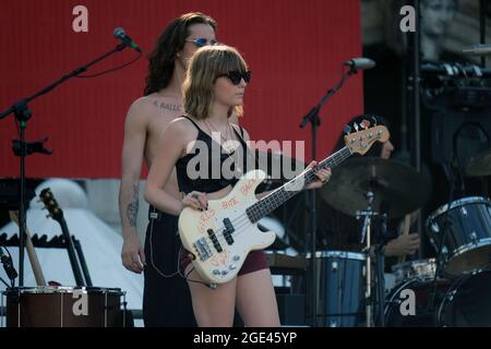 Le groupe Maneskin pendant le 'Aperol Happy togheter Live à Venise, Italie, 1 juillet 2019 Banque D'Images