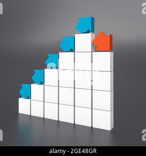 flèches bleues et rouges sur le schéma de principe. concept commercial et financier. rendu 3d Banque D'Images