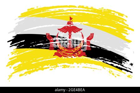 Drapeau Brunei en forme de pinceau gringe, image vectorielle Illustration de Vecteur