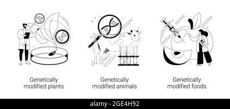 Illustrations vectorielles abstraites du concept de l'industrie de l'ingénierie de l'ADN. Illustration de Vecteur