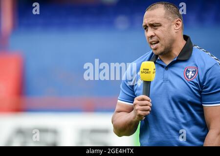 Wakefield, Angleterre - 15 août 2021 - Willie Poching entraîneur intérimaire de Wakefield Trinity parle aux médias pendant la Ligue de rugby Betfred Super League Wakefield Trinity vs Warrington Wolves au Mobile Rocket Stadium, Wakefield, UK Dean Williams Banque D'Images