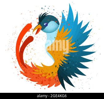 Image vectorielle d'un oiseau exotique. Symbole national du pays. Représenté comme un emblème Illustration de Vecteur