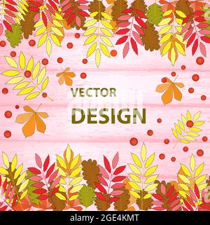 Image d'arrière-plan vectorielle composée de planches et de feuilles d'automne. Conçu pour écrire votre propre texte de titre Illustration de Vecteur