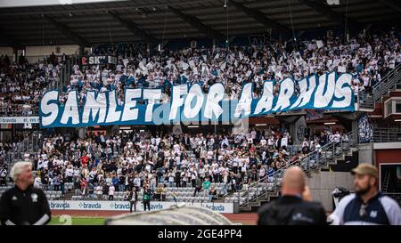 Aarhus, Danemark. 15 août 2021. Fan de Footbal de l'AGF vu pendant le match 3F Superliga entre le GF d'Aarhus et le FC Copenhague au parc Ceres d'Aarhus. (Crédit photo : Gonzales photo/Alamy Live News Banque D'Images