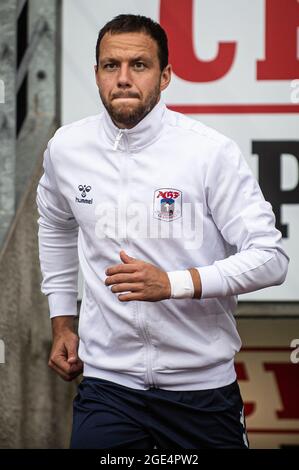 Aarhus, Danemark. 15 août 2021. Patrick Olsen, d'AGF, entre sur le terrain du match 3F Superliga entre Aarhus GF et le FC Copenhague au parc Ceres d'Aarhus. (Crédit photo : Gonzales photo/Alamy Live News Banque D'Images