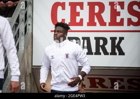 Aarhus, Danemark. 15 août 2021. Yann Aurel Bisseck d'AGF entre sur le terrain du 3F Superliga match entre Aarhus GF et le FC Copenhague au parc Ceres d'Aarhus. (Crédit photo : Gonzales photo/Alamy Live News Banque D'Images