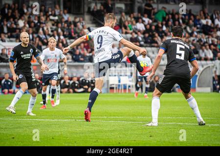 Aarhus, Danemark. 15 août 2021. Patrick Mortensen (9) de l'AGF vu lors du match 3F Superliga entre le FG d'Aarhus et le FC Copenhague au parc Ceres d'Aarhus. (Crédit photo : Gonzales photo/Alamy Live News Banque D'Images