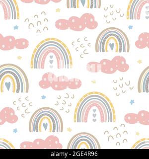 Jolis motifs arc-en-ciel imprimé puéril créatif pour le tissu, l'emballage, le textile, le papier peint et les vêtements. Illustration vectorielle Illustration de Vecteur