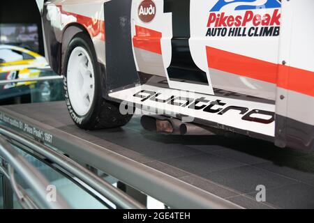 Audi Sport Quattro S1 Pikes Peak du musée Audi Ingolstadt. Cette voiture a été conduite de Walter Roehrl 1980 et 1982 WRC Champion. Banque D'Images