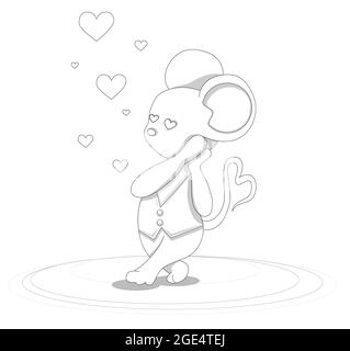 Image vectorielle d'une souris amoureuse des cœurs Illustration de Vecteur