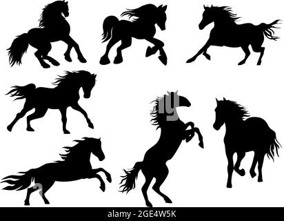 Image de silhouettes dans différentes poses de cheval. Image vectorielle. EPS10 Illustration de Vecteur