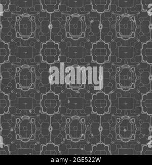 Science fiction sans couture, linéaire, fond de mosaïque motif Banque D'Images