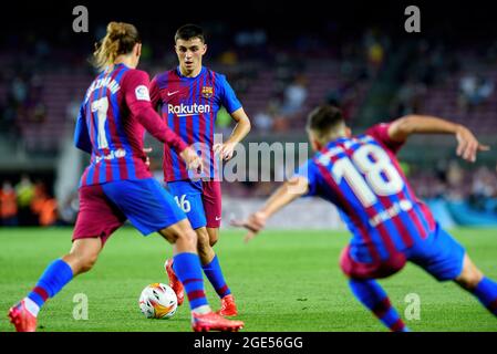 BARCELONE - AOÛT 15 : Pedro Gonzalez, Pedri, joue au match de la Liga entre le FC Barcelone et la Real Sociedad de Futbol au stade Camp Nou de l'aéroport de l'aéroport de Barcelone Banque D'Images