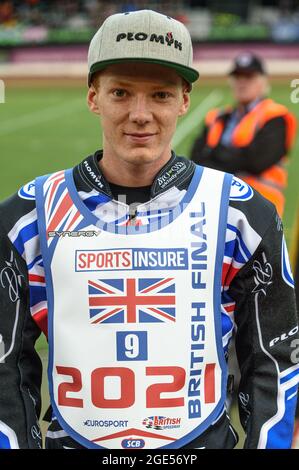 MANCHESTER, ROYAUME-UNI. 16 AOÛT Dan Bewley pendant les finales du circuit de course britannique Sports Insure au National Speedway Stadium, Manchester, le lundi 16 août 2021. (Credit: Ian Charles | MI News) Credit: MI News & Sport /Alay Live News Banque D'Images