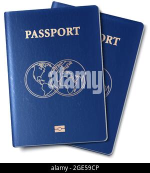 illustration vectorielle réaliste bleue du passeport. Illustration de Vecteur