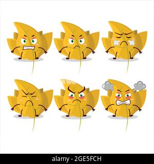 Personnage de dessin animé de feuilles jaunes Conkers avec diverses expressions de colère. Illustration vectorielle Illustration de Vecteur