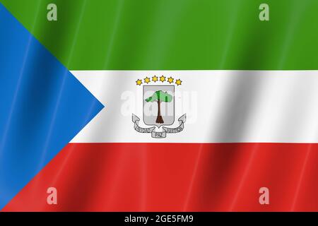 Drapeau de la République de Guinée équatoriale, drapeau 3d, drapeau, rendu 3d, 8k Banque D'Images