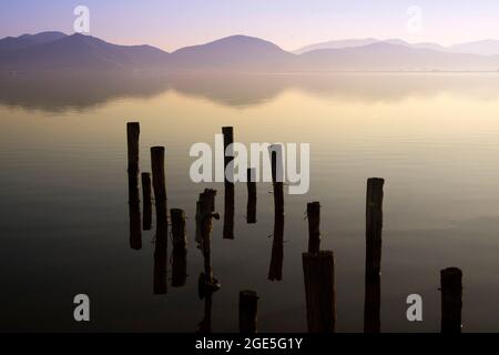 Sur les rives du lac Massaciuccoli à Torre Del Lago Puccini Italie Toscane Banque D'Images