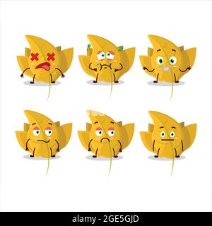 Personnage de dessin animé feuille jaune Conkers avec expression de corde. Illustration vectorielle Illustration de Vecteur