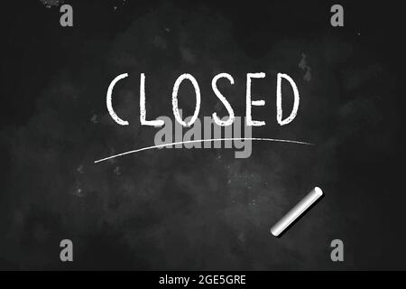 Fermé écrit avec craie sur tableau noir logo design illustration vectorielle Illustration de Vecteur