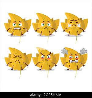 Personnage de dessin animé de feuilles jaunes Conkers avec diverses expressions de colère. Illustration vectorielle Illustration de Vecteur