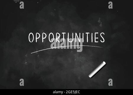 Opportunités écrites avec craie sur tableau noir logo design illustration vectorielle Illustration de Vecteur