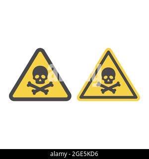 Panneau d'avertissement avec crâne et crossos. Icône de vecteur toxique, toxique ou à risque biologique. Illustration de Vecteur