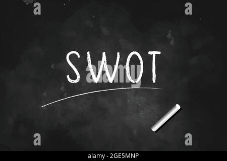 SWOT écrit avec craie sur tableau noir logo design illustration vectorielle Illustration de Vecteur