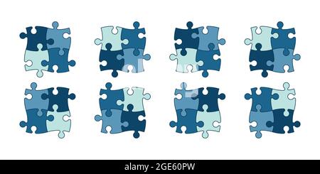 Jeu de pièces de puzzle de différentes couleurs Illustration de Vecteur