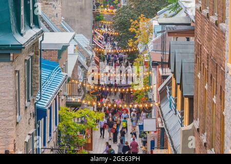 Rue commerçante de la vieille ville Québec, Québec, Canada. Banque D'Images