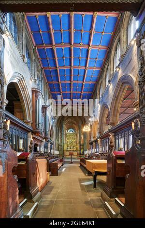 L'intérieur rénové de la cathédrale de Wakefield, West Yorkshire, nord de l'Angleterre, Royaume-Uni Banque D'Images