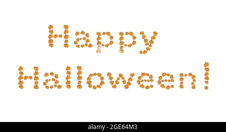 Mots Happy Halloween fait de citrouilles sur fond blanc. Modèle vectoriel pour invitations, cartes, etc Illustration de Vecteur