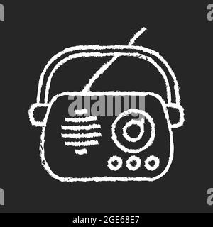 Icône blanche de la radio antique sur fond sombre Illustration de Vecteur
